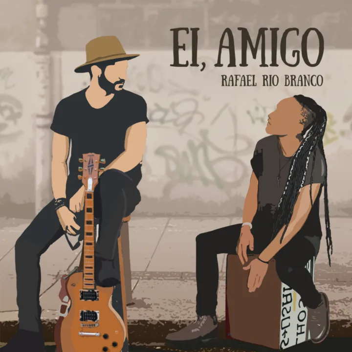 Capa do single "Ei, Amigo", representando a amizade de Rafael Rio Branco e Kevin Serpa