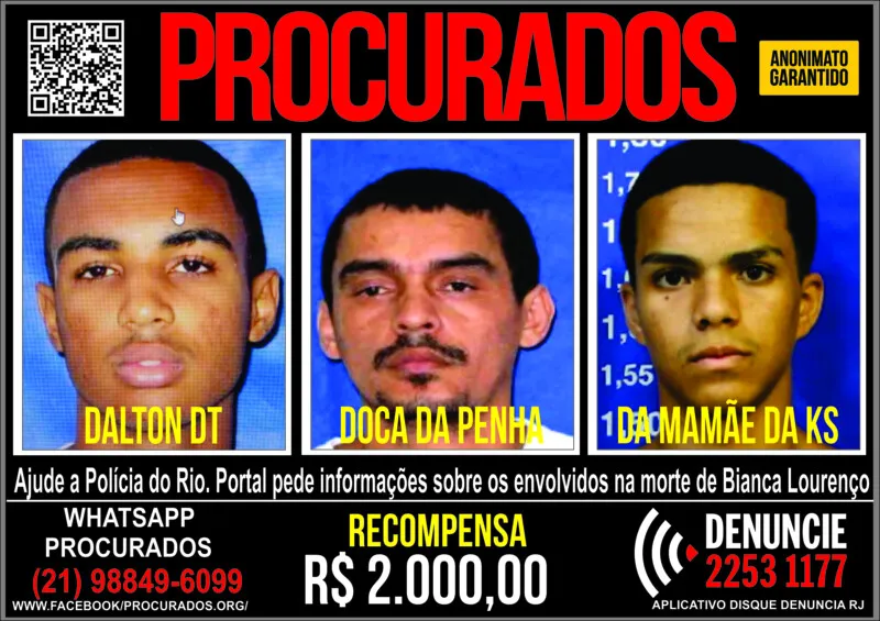 Portal dos Procurados pede informações sobre os envolvidos na morte de jovem na Favela da Kelson’s