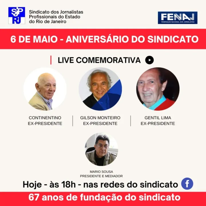 Imagem ilustrativa da imagem Sindicato dos Jornalistas Profissionais do Estado do Rio completa 67 anos