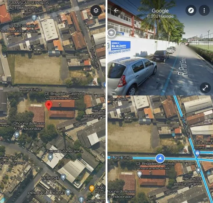 Localização do colégio, no bairro de São Lourenço