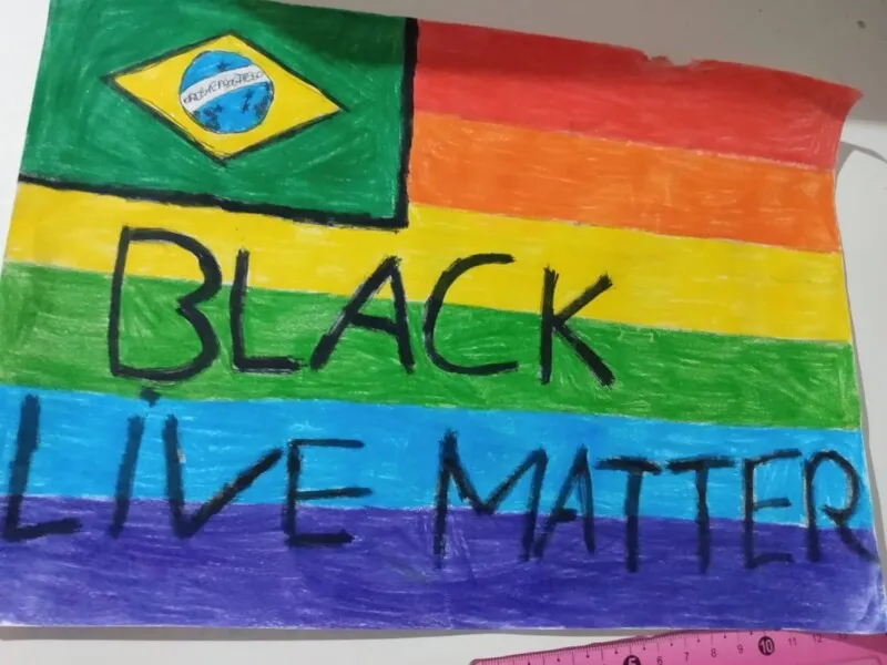 Releitura da bandeira feita pela menina