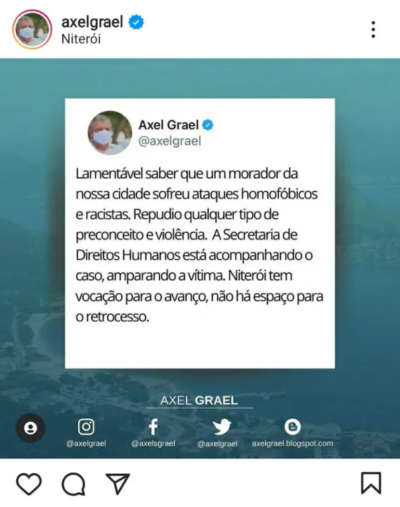 Declaração de Grael em suas redes sociais