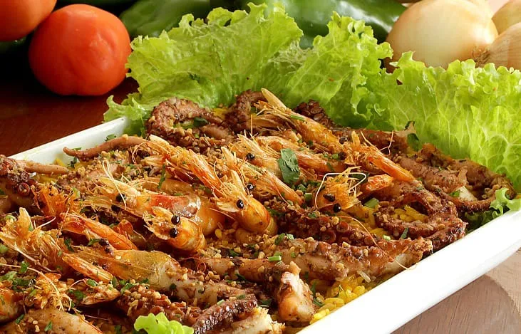 Misto de polvo com camarão, no Restaurante Siri Charitas