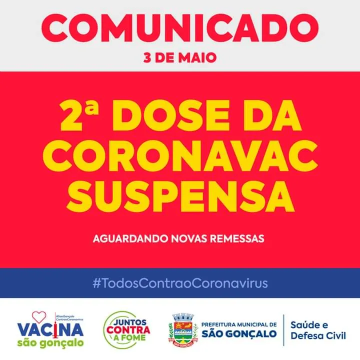 A primeira e a segunda dose da Aztrazeneca seguem mantidas.