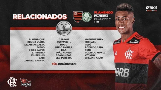 Imagem ilustrativa da imagem Flamengo divulga relacionados para Supercopa do Brasil