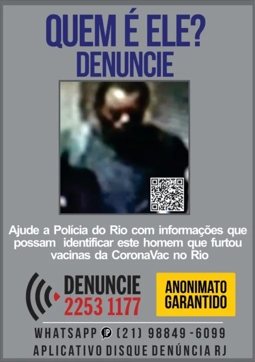 Imagem ilustrativa da imagem Polícia 'caça' homem acusado de roubar de 50 doses de vacinas contra o coronavírus