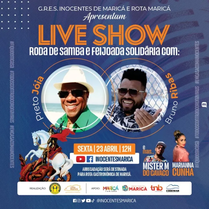 Bar e Restaurante Rota Gastronômica irá servir uma deliciosa feijoada durante a live.