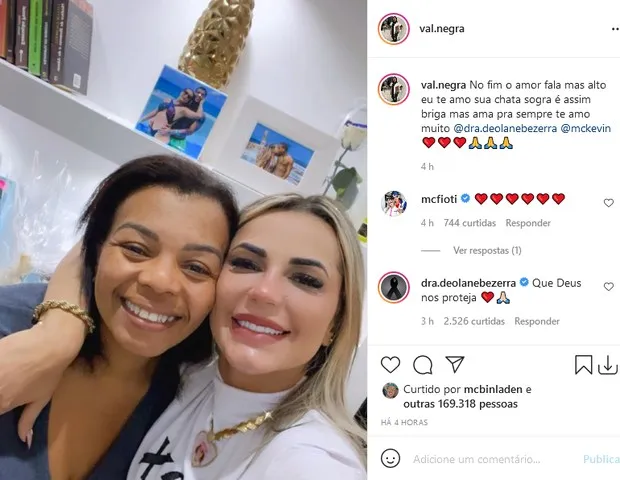 alquíria Nascimento e Deolane Bezerra, mãe e viúva de MC Kevin se declaram em rede social
