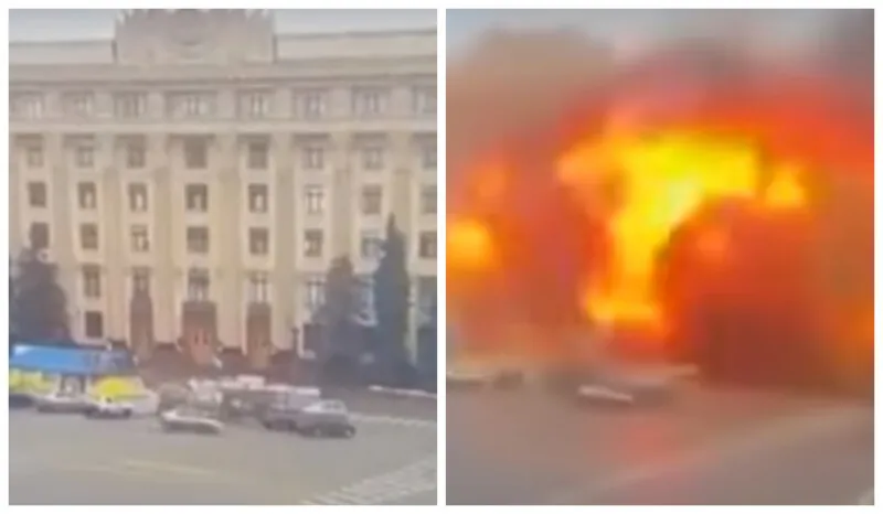 Ataque russo ao prédio do governo de Kharkiv, na Ucrânia