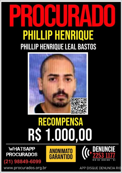 Existe recompensa por informações que levem à prisão do acusado