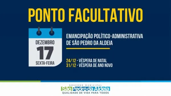 O Decreto nº 228 também determina pontos facultativos nos dias 24 e 31 de dezembro deste ano
