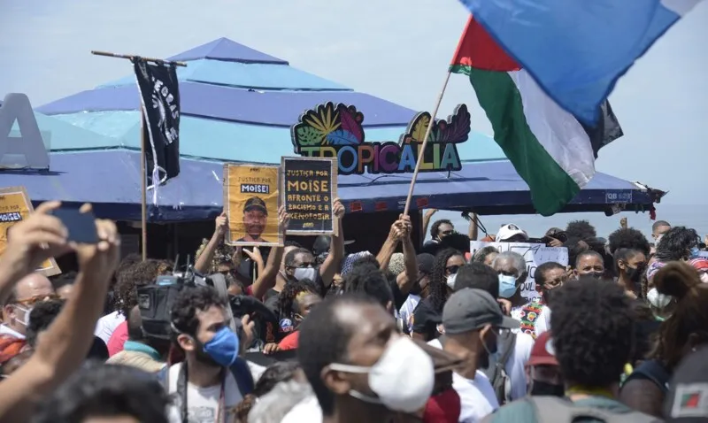 Protesto em homenagem a Moise Kagambe na Barra da Tijuca, no último dia 5