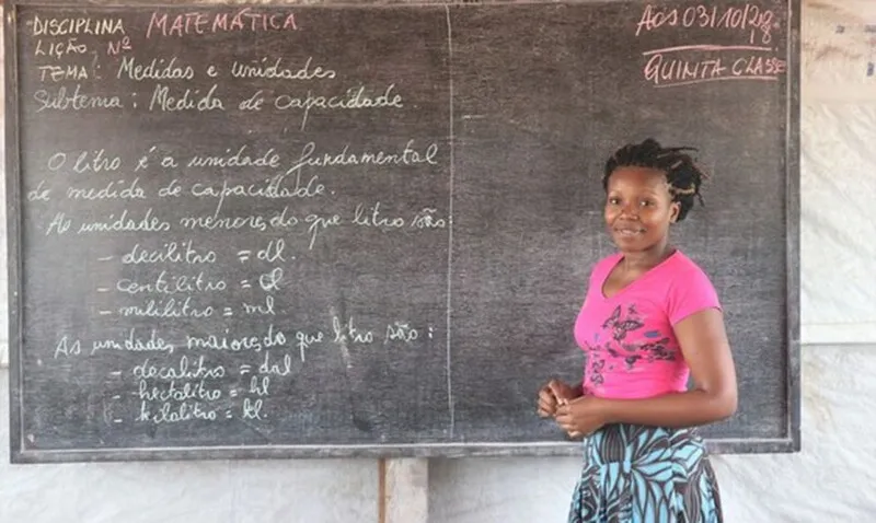Aula para refugiados registrada pela Acnur