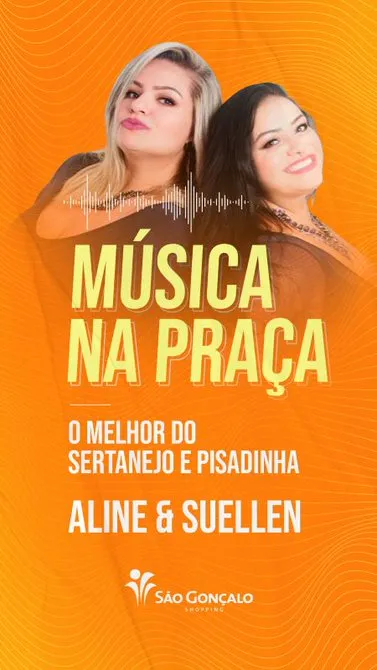 Para estrear a programação de fevereiro, o Música na Praça vai receber, no dia 4, a dupla Aline & Suellen