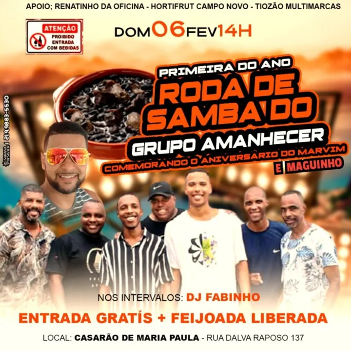 O evento será o primeiro do ano para o Grupo Amanhecer