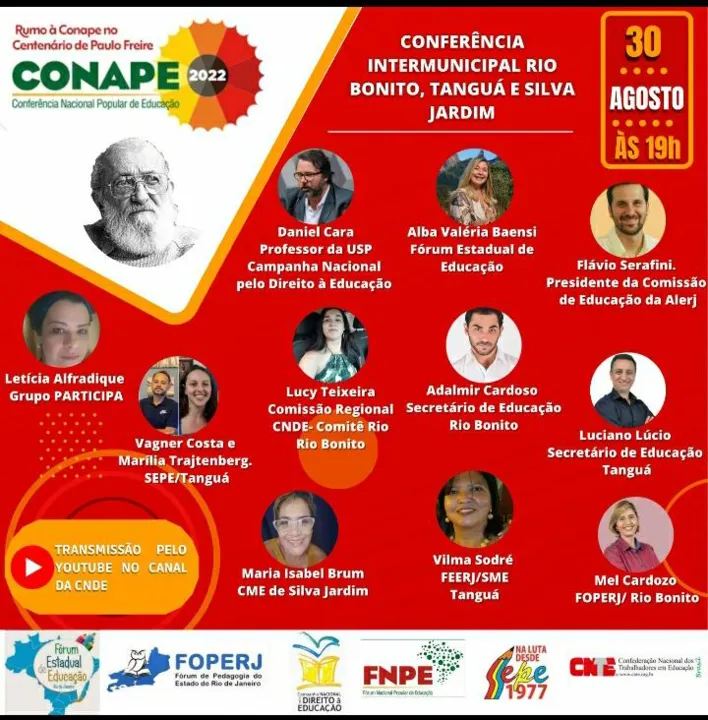 O evento terá inicio às 19h