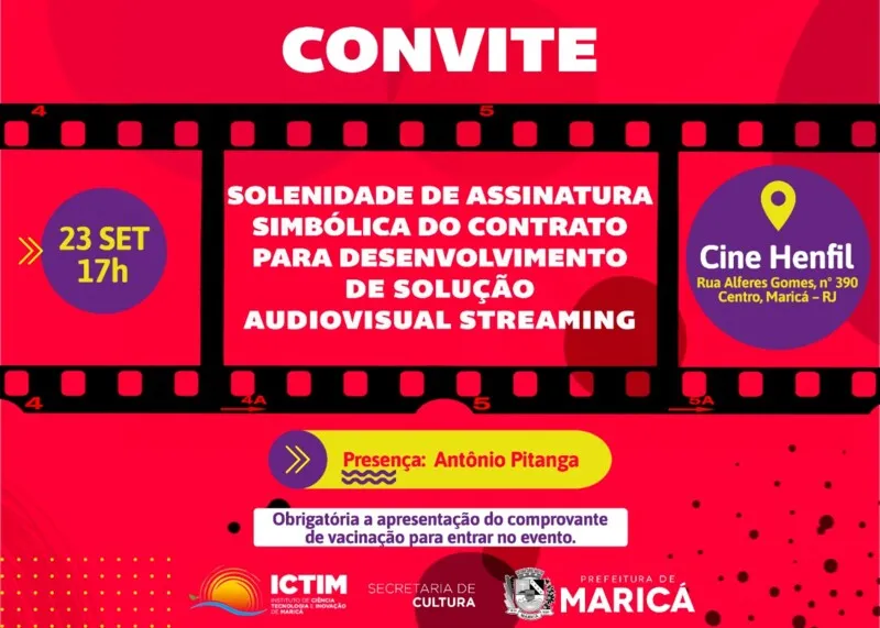 O evento acontecerá no Cine Teatro Municipal Henfil (Rua Alferes Gomes, 390 - Centro, Maricá)