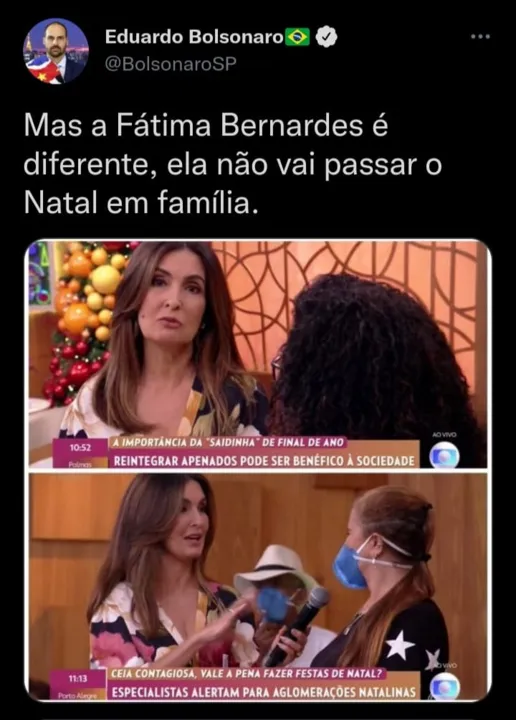 Postagem contendo imagens adulteradas divulgada por Eduardo Bolsonaro 