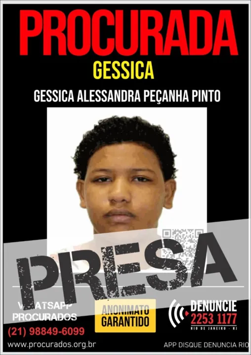 Gessica, de 21 anos, foi presa na sexta-feira (5)