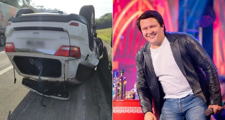 O carro do cantor capotou na estrada 