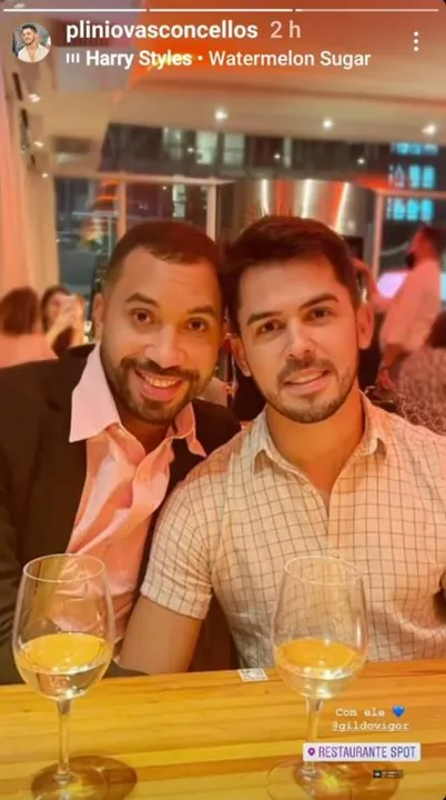 Foto foi postada no story de Plinio 