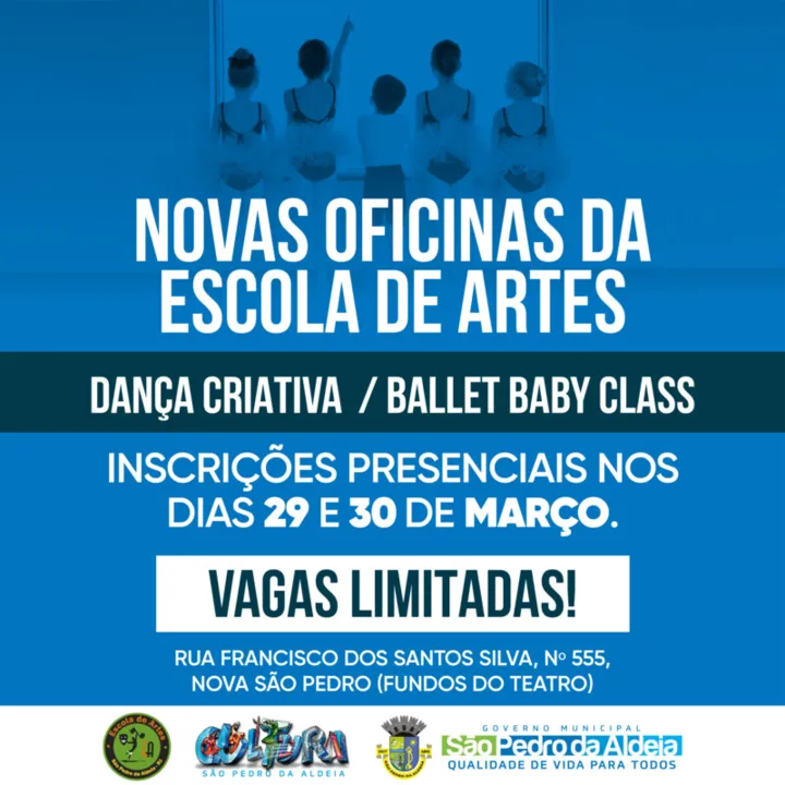 No caso do Ballet Baby Class, as turmas serão divididas entre alunos de 4 a 5 anos e crianças de 6 a 7 anos