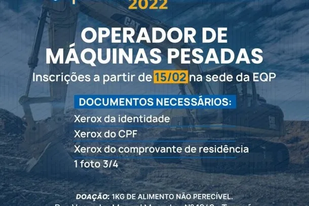 A capacitação tem como público-alvo cidadãos interessados em trabalhos com o maquinário
