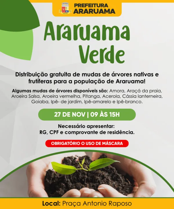 O evento será nesse sábado, 27, entre 09h e 15h, na Praça Antônio Raposo, no Centro 

