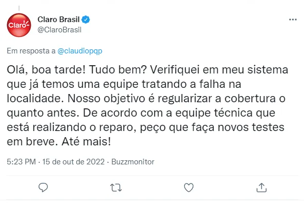 No Twitter, empresa respondeu alguns usuários a respeito de falhas no sinal