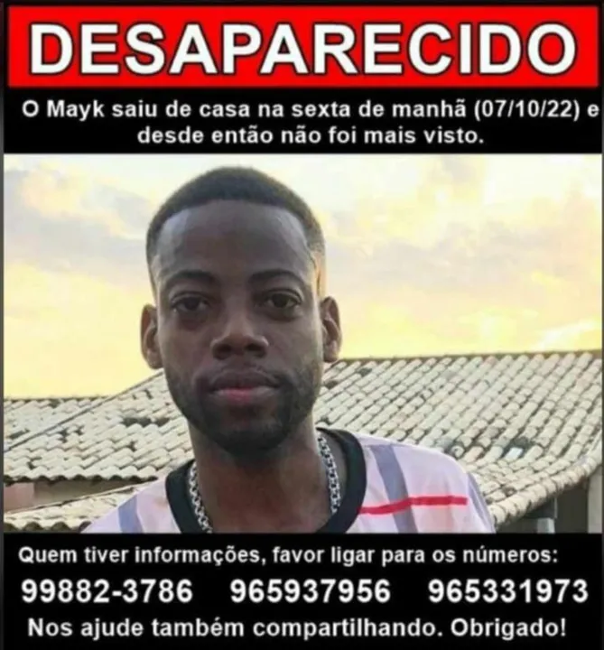Família conta que há um registro de uso do cartão de Mayk em São Paulo, mas seguem sem detalhes sobre o paradeiro