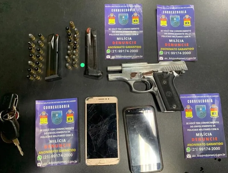 Policiais apreenderam pistola, celulares e um veículo sob o porte do acusado