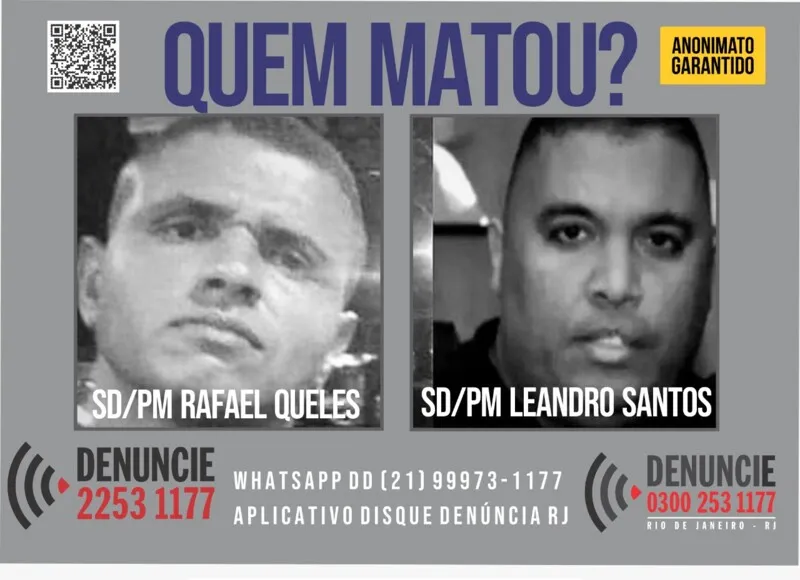 Disque Denúncia pede informações sobre os envolvidos na morte dos PM's em Duque de Caxias