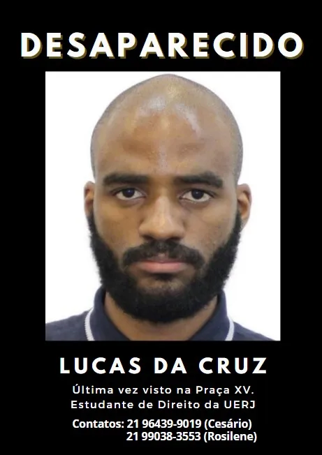 Carteira de Lucas foi encontrada em São Gonçalo; familiares pedem que qualquer pessoa com informação entre em contato com o telefone (21) 27233515