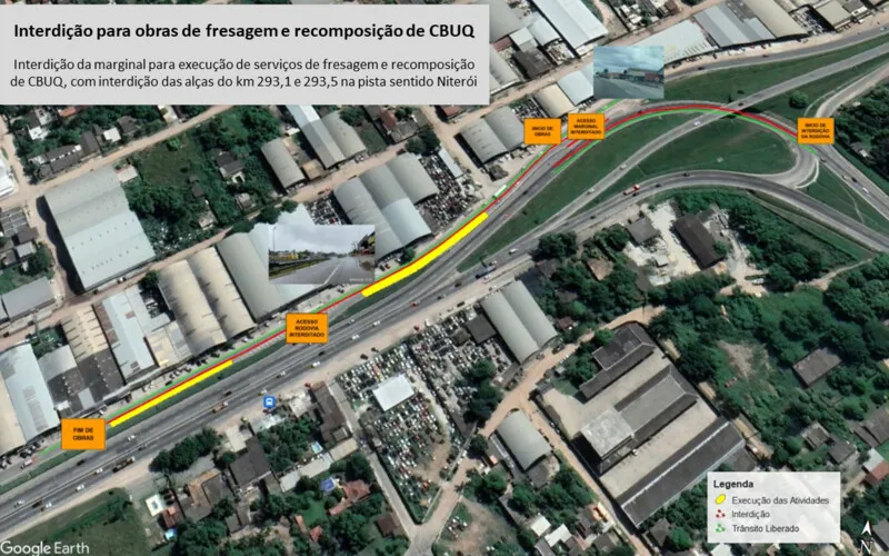 Obra de fresagem e recomposição de pavimento será realizada em uma marginal na altura do km 293