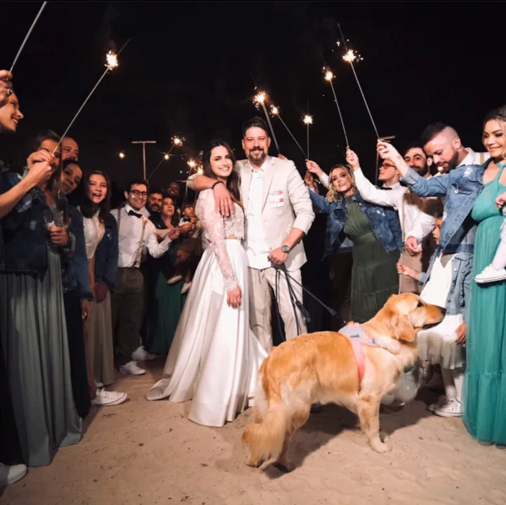 A celebração foi ao ar livre, em uma fazenda em Itatiba, São Paulo