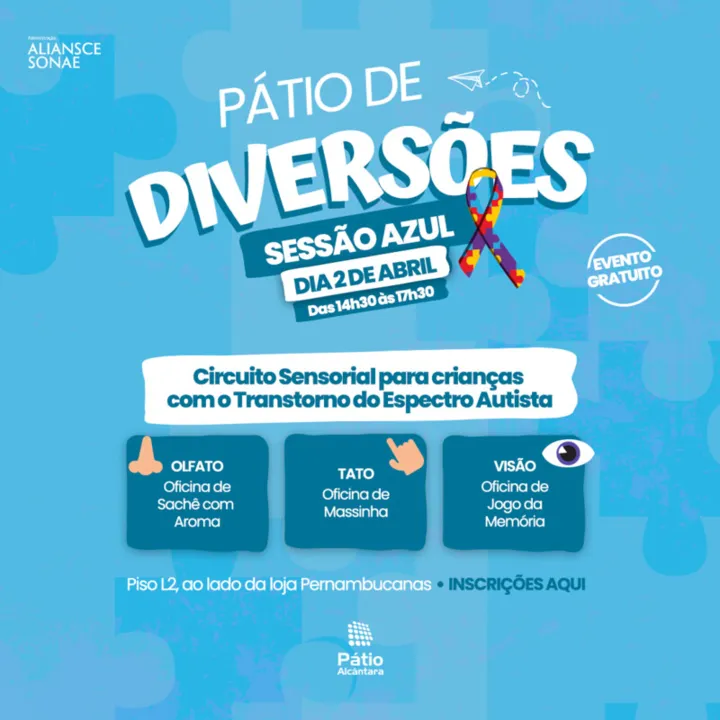 Com a presença de monitores, as crianças vão poder se divertir com atividades que trabalham o olfato, o tato e a visão, de maneira segura e com conforto