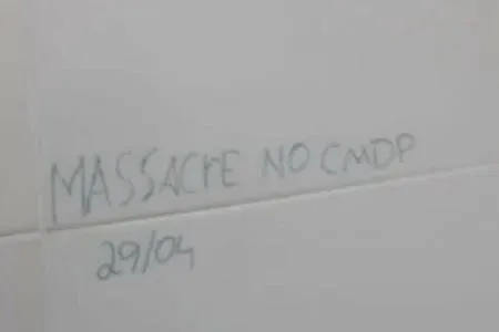 A pichação foi descoberta dias antes do suposto massacre