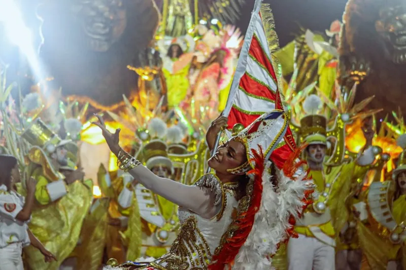 O vermelho, branco e dourado de Maricá levou 800 componentes divididos em 17 alas, em três setores
