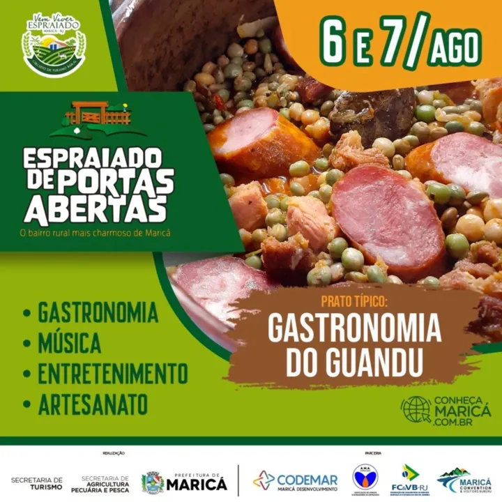 No local, haverá comercialização de caldos, massas, petiscos em geral, bebidas, além do guandu e diversos tipos de artesanato