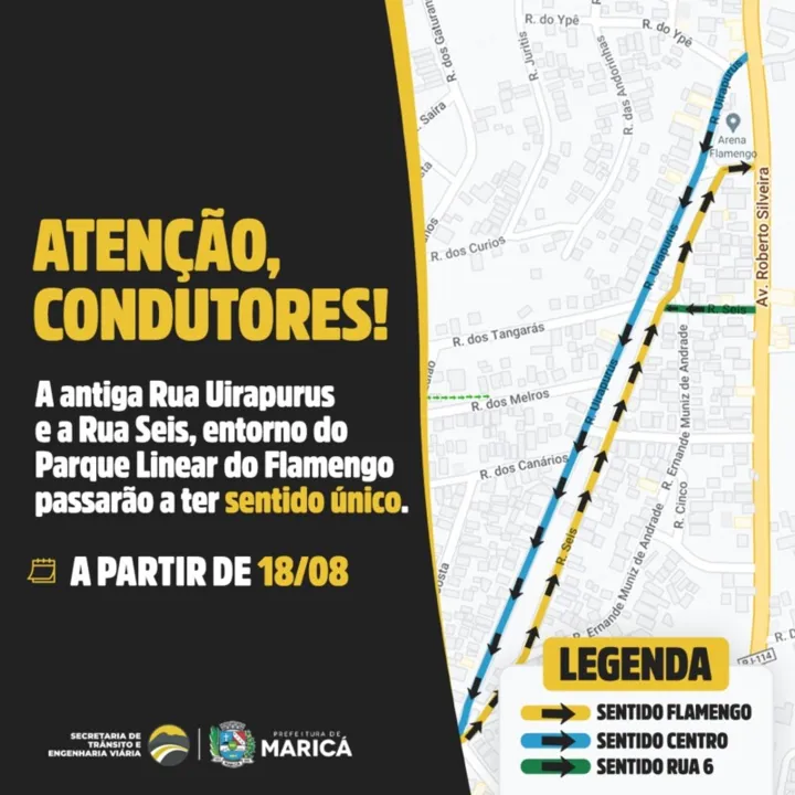 Com a mudança, o trânsito da Rua Vereador Luiz Antônio da Cunha seguirá em sentido único até o centro da cidade