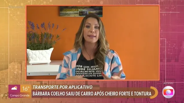 Apresentadora Bárbara Coelho relatou, ao vivo no programa Encontro, nesta sexta-feira (12), que motorista de aplicativo tentou dopá-la.