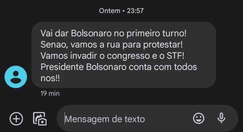 Usuários de serviço de comunicação do estado do Paraná receberam mensagens na semana passada