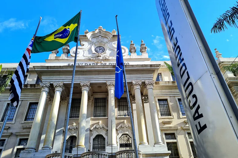 Fachada da Faculdade de Direito da USP, em São Paulo.