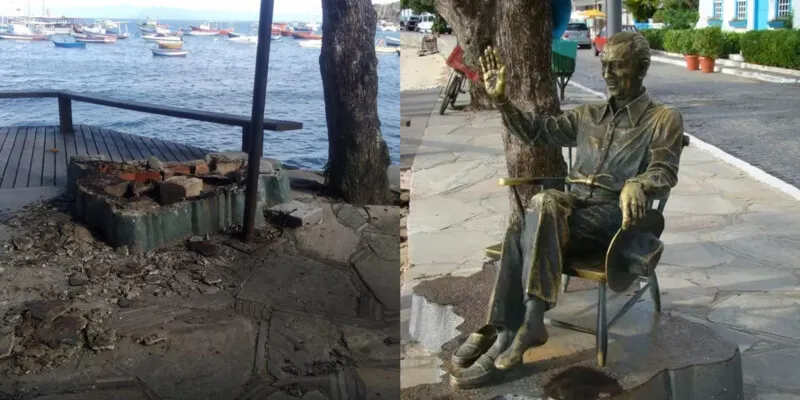 Placa de bronze da estátua já havia sido roubada em 2016