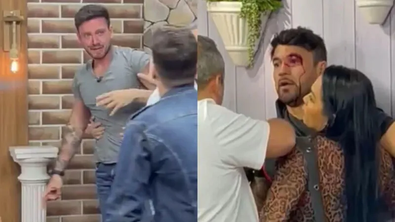 Os influenciadores Vini Büttel e Hadson Nery se envolvem em confusão violenta no estúdio da Record TV