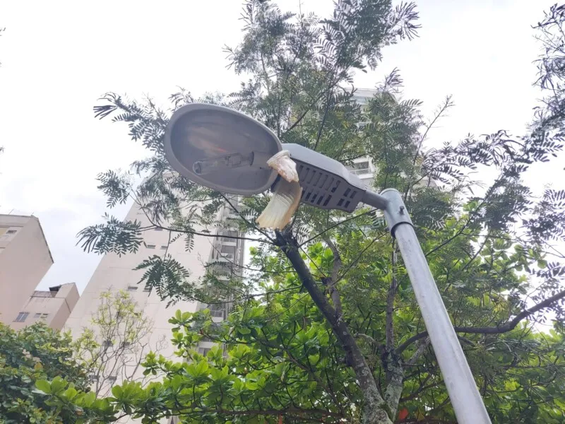 Luzes de uma praça na Av. Almirante Ary Parreiras estão queimadas há meses