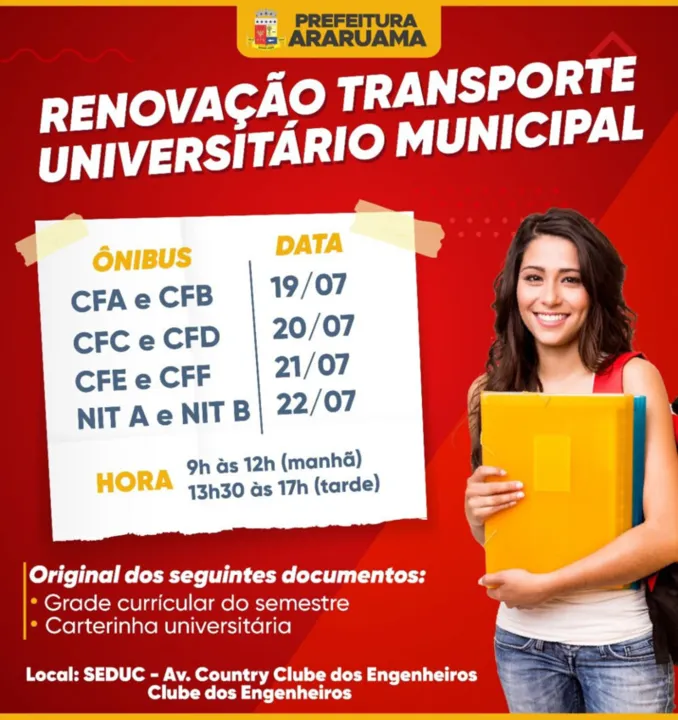 Veja o calendário