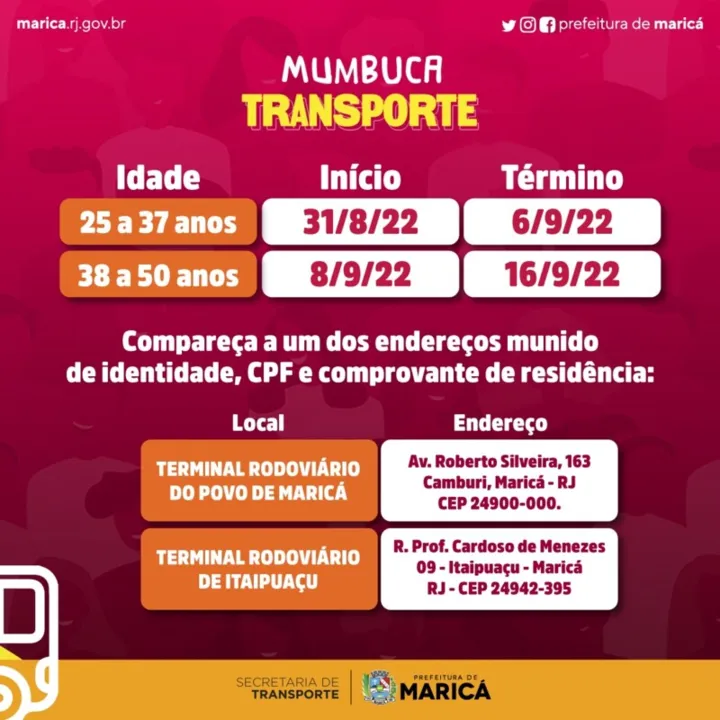 As inscrições podem ser realizadas nos terminais rodoviários do Centro e de Itaipuaçu