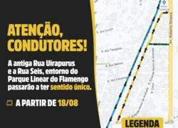 Com a mudança, o trânsito da Rua Vereador Luiz Antônio da Cunha seguirá em sentido único até o centro da cidade