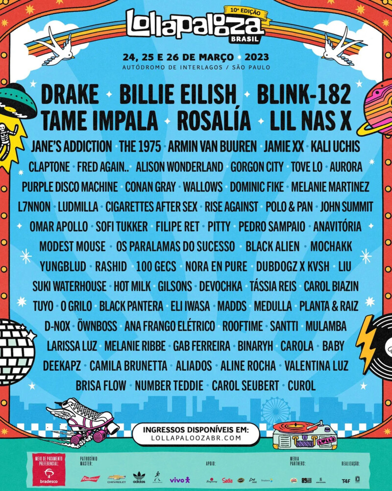 Lollapalooza Brasil 2023: Lil Nas X, Drake, Billie Eilish e Blink 182 são confirmados no Lollapalooza Brasil 2023: Lil Nas X, Drake, Billie Eilish e Blink 182 são confirmados no